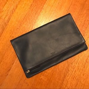 Everlane Navy Leather Clutch